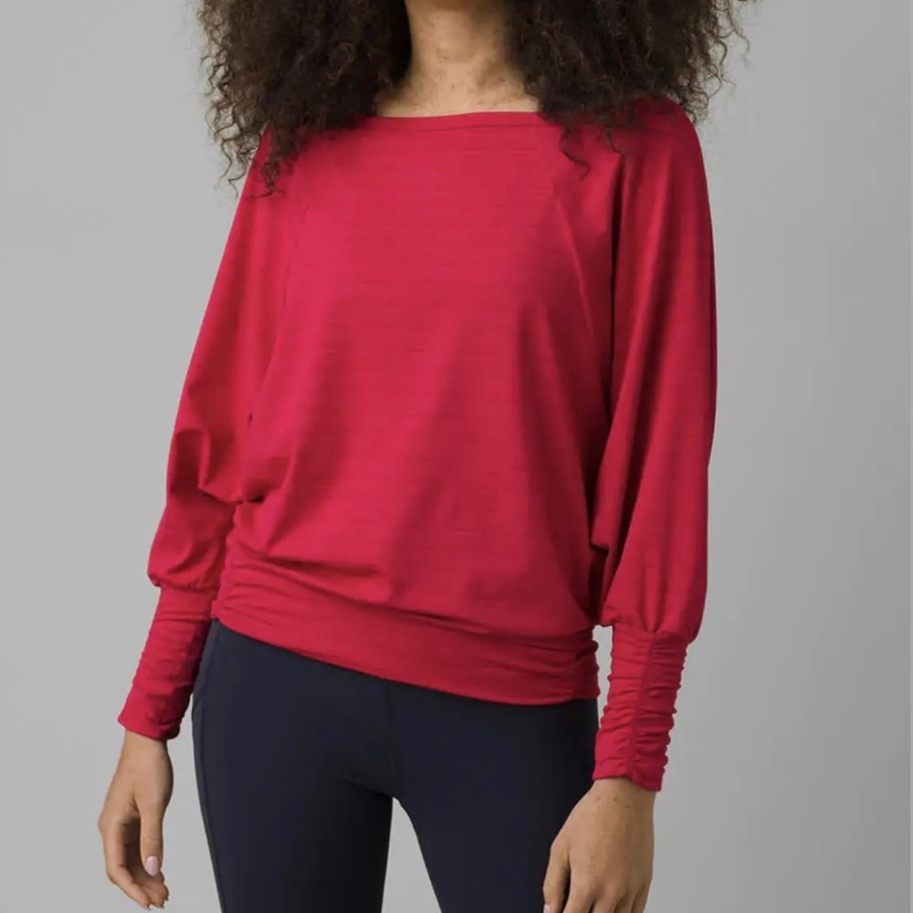 Prana Ridgeview Sustainable Top Red Berry Sweater Women View 4